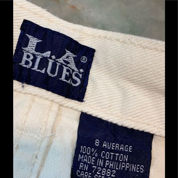 Vtg La Blues High Waisted Ivory/Cream Denim Mom Jeans Sz Vtg 8 Euc - Picture 7 of 10